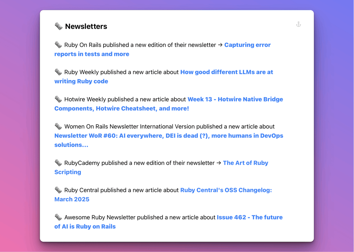 lucianghinda's tweet image. In case you are looking for more #Ruby  #Rails #Hotwire newsletter we have a good selection of newsletter that we include in @shortrubynews