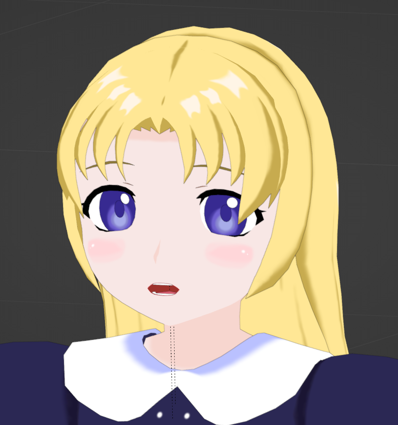 初期キャラのメンテナンス。
頂点とか修正したりしたのでシェイプキーは全削除したけど、リップシンクまで再作成完了。
あとは表情差分作ってまたUnity君の作業しないと。
