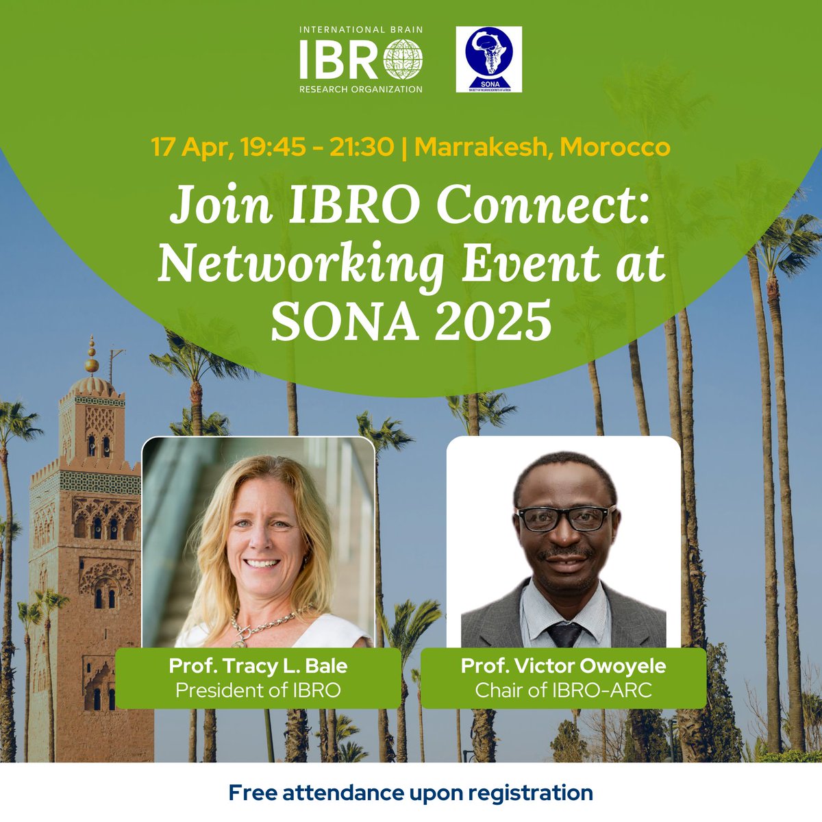 IBROorg's tweet photo. Calling SONA2025 attendees! Join the #IBROConnect Networking Event to meet fellow #neuroscientists & engage with IBRO president Tracy L. Bale & Africa Regional Committee chair Victor Owoyele!
Secure your free spot here: https://t.co/J3B2991E6S
@SONAorg @Deleyele @ElKadmiri5 https://t.co/G0B9MKU3e5