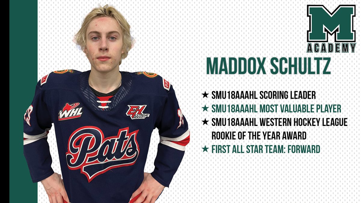 Martin Academy (@martinacademy_) on Twitter photo The 2024/2025 <a href="/smu18aaahl/">SMU18AAAHL</a> Awards have been announced congratulations to our own Maddox Schultz for winning
SMU18AAAHL Scoring Leader
SMU18AAAHL Most Valuable Player
SMU18AAAHL Western Hockey League Rookie of the Year Award
First All Star Team: Forward The 2024/2025 <a href="/smu18aaahl/">SMU18AAAHL</a> Awards have been announced congratulations to our own Maddox Schultz for winning
SMU18AAAHL Scoring Leader
SMU18AAAHL Most Valuable Player
SMU18AAAHL Western Hockey League Rookie of the Year Award
First All Star Team: Forward