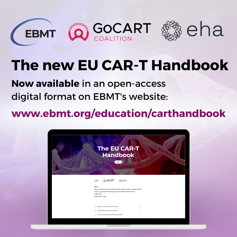 GoCART_Coalition (@gocartcoalition) on Twitter photo We're proud to announce the upcoming publication of a new EU CAR-T Handbook. GoCART coalition joined forces with <a href="/TheEBMT/">The EBMT</a> and <a href="/EHA_Hematology/">European Hematology Association</a> to share updates on #CARTtherapy according to the latest clinical data and regulatory advancements.
Learn more: gocart.fyi/CART_Handbook We're proud to announce the upcoming publication of a new EU CAR-T Handbook. GoCART coalition joined forces with <a href="/TheEBMT/">The EBMT</a> and <a href="/EHA_Hematology/">European Hematology Association</a> to share updates on #CARTtherapy according to the latest clinical data and regulatory advancements.
Learn more: gocart.fyi/CART_Handbook