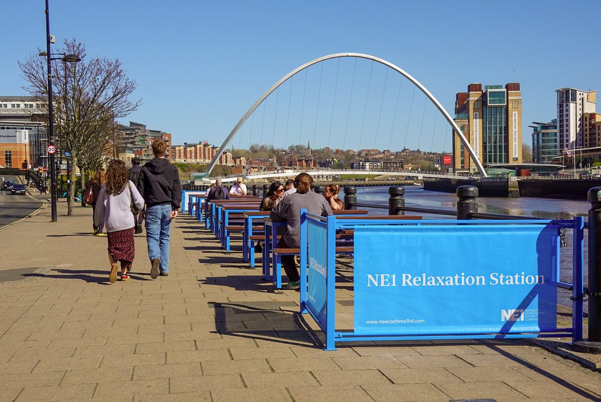 NE1BID's tweet image. We're delighted to welcome back NE1’s Relaxation Stations on the Quayside, just as the sunshine starts to return.
The space is designed for everyone to use - whether you're grabbing a quiet lunch, meeting a friend, or simply taking a moment to stop and enjoy the riverside views.