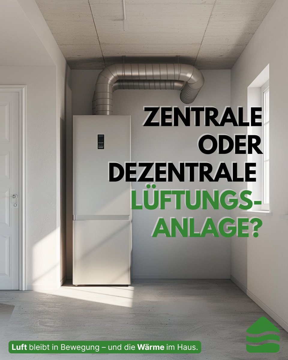 luftbudeGmbH's tweet image. Zentrale oder dezentrale Lüftung?

 🏡Zentral: ideal im Neubau, sehr effizient
 🛠️Dezentral: einfach nachrüstbar, gut für einzelne Räume

Beides sorgt für gesunde Luft – je nach Bedarf.

#lüftungswissen #wohnraumlüftung #smartwohnen