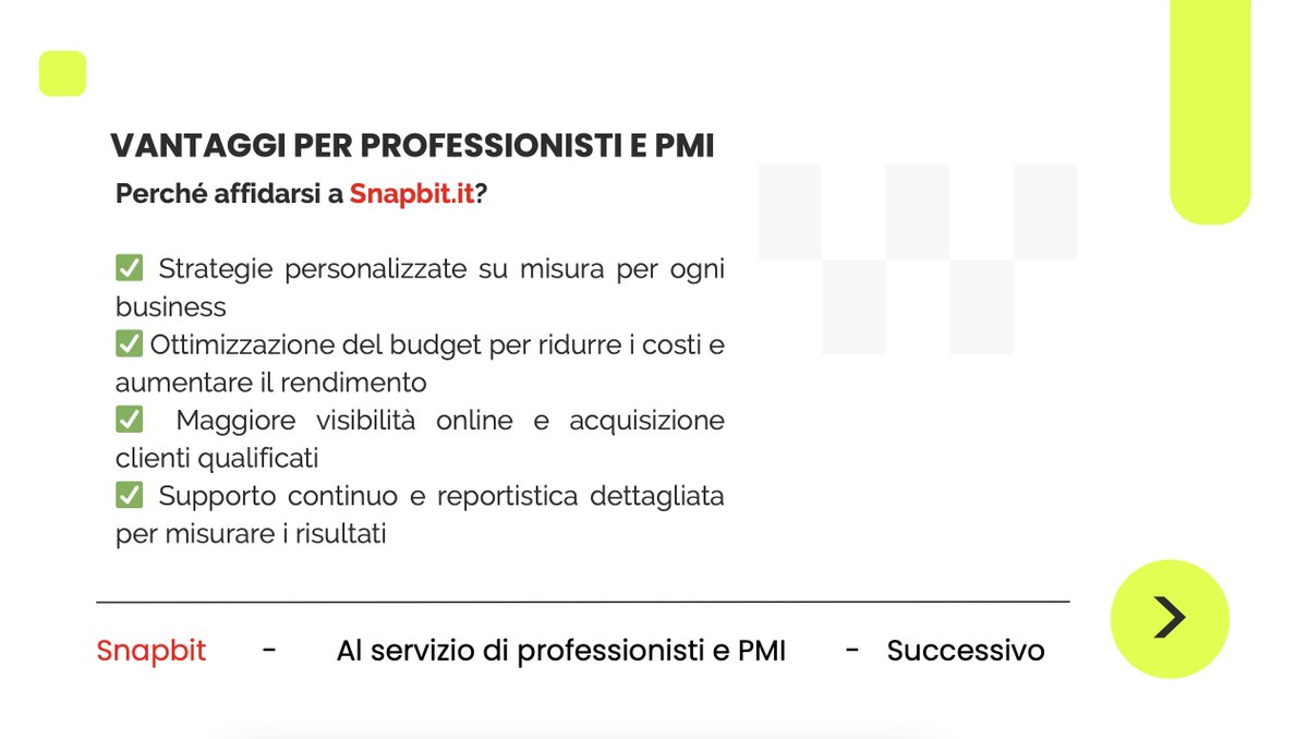 Ci sono tanti vantaggi nell'affidarsi ad uno studio di consulenza per la gestione del web. 
Questi sono solo la punta dell'iceberg