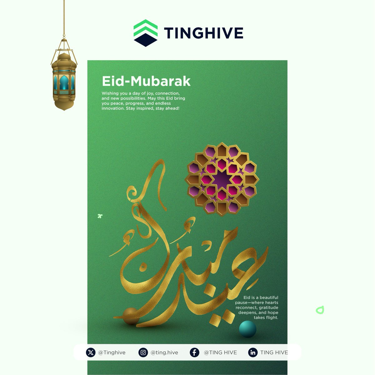 TingHive's tweet photo. Eid-un Mubarak 

It is a beautiful pause- where hearts reconnects, gratitude deepens and hope takes flight. 

May Almighty Allah accept our deeds as an act of worship. 

#tinghive
#eidmubarak #eid2025 #hiveway #digitalexperiencecompany #digitalexperience https://t.co/z51OMrMtqr