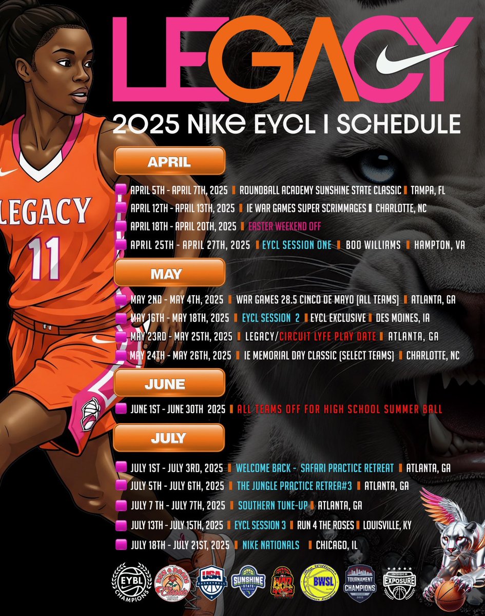 Legacy Nike 16U (@legacynike16u) on Twitter photo College Coaches!
Here is our schedule for this spring/summer. 
We look forward to seeing you guys real soon! College Coaches!
Here is our schedule for this spring/summer. 
We look forward to seeing you guys real soon!