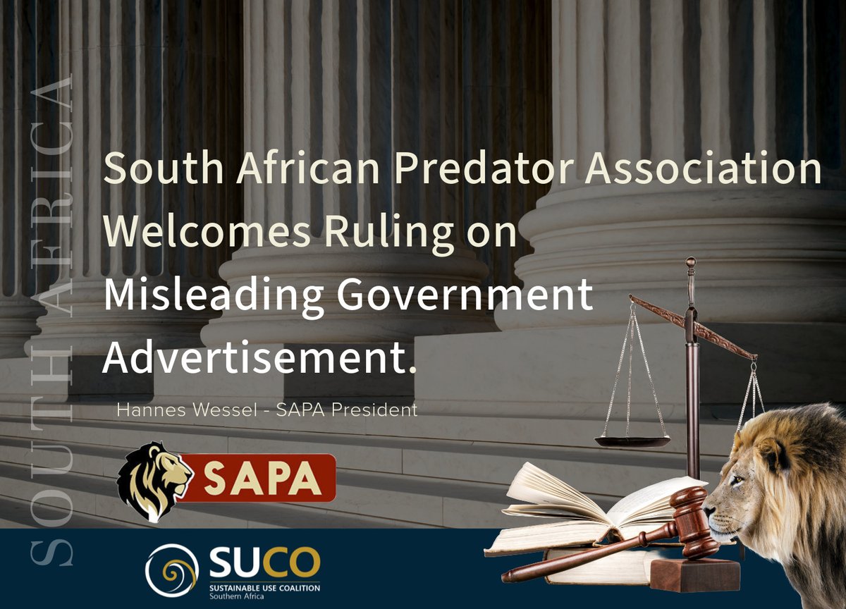 Our primary contention was that while canned hunting is illegal, the captive breeding and hunting of lions are strictly regulated within a clear legislative framework. 
suco-sa.org.za/south-african-…
#lions
@Natshoot
@SAPA
#hunting