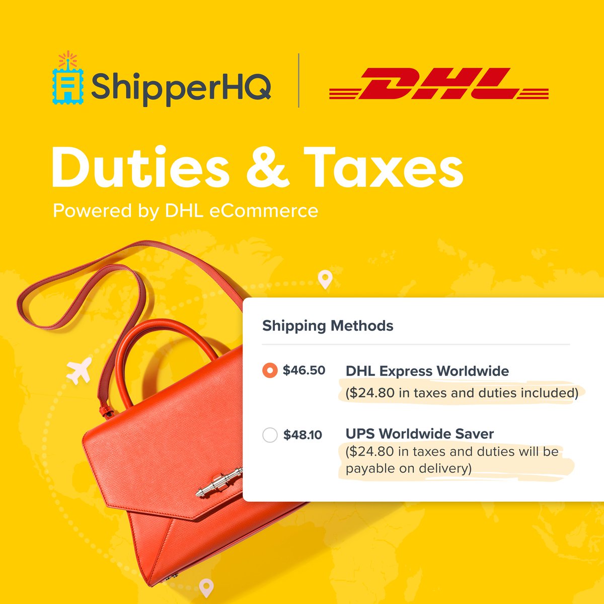 Global shipping just got simpler. ✈️✨Amidst rising global tariffs, ShipperHQ has launched a new carrier-agnostic Duties &amp; Taxes feature Powered by DHL eCommerce. 

Now, merchants can calculate and collect duties and taxes at checkout using the same real-time data trusted by DHL.