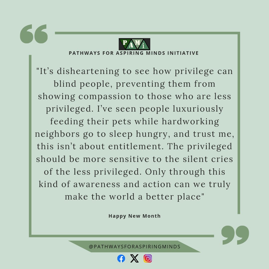 PAMi_AGIDINGBI's tweet photo. "A new month brings a fresh chance to reflect on our privileges and extend compassion to those in need. Let’s choose empathy over indifference and help create a kinder, more equitable world—one act of generosity at a time."

#empathy #compassion #priviledge https://t.co/jaS5nUyshm