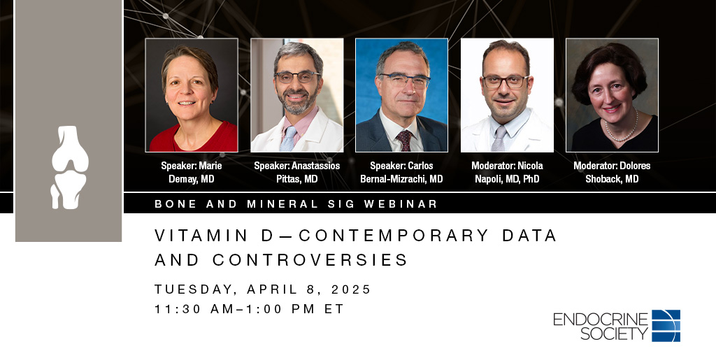 TheEndoSociety's tweet photo. Vitamin D—Contemporary Data and Controversies | Join us on Tuesday, April 8 at 11:30 AM ET for the Bone & Mineral Special Interest Group webinar where leading experts will discuss the latest research, controversies, and clinical implications of supplementation: https://t.co/q4lePd8z4J #VitaminD