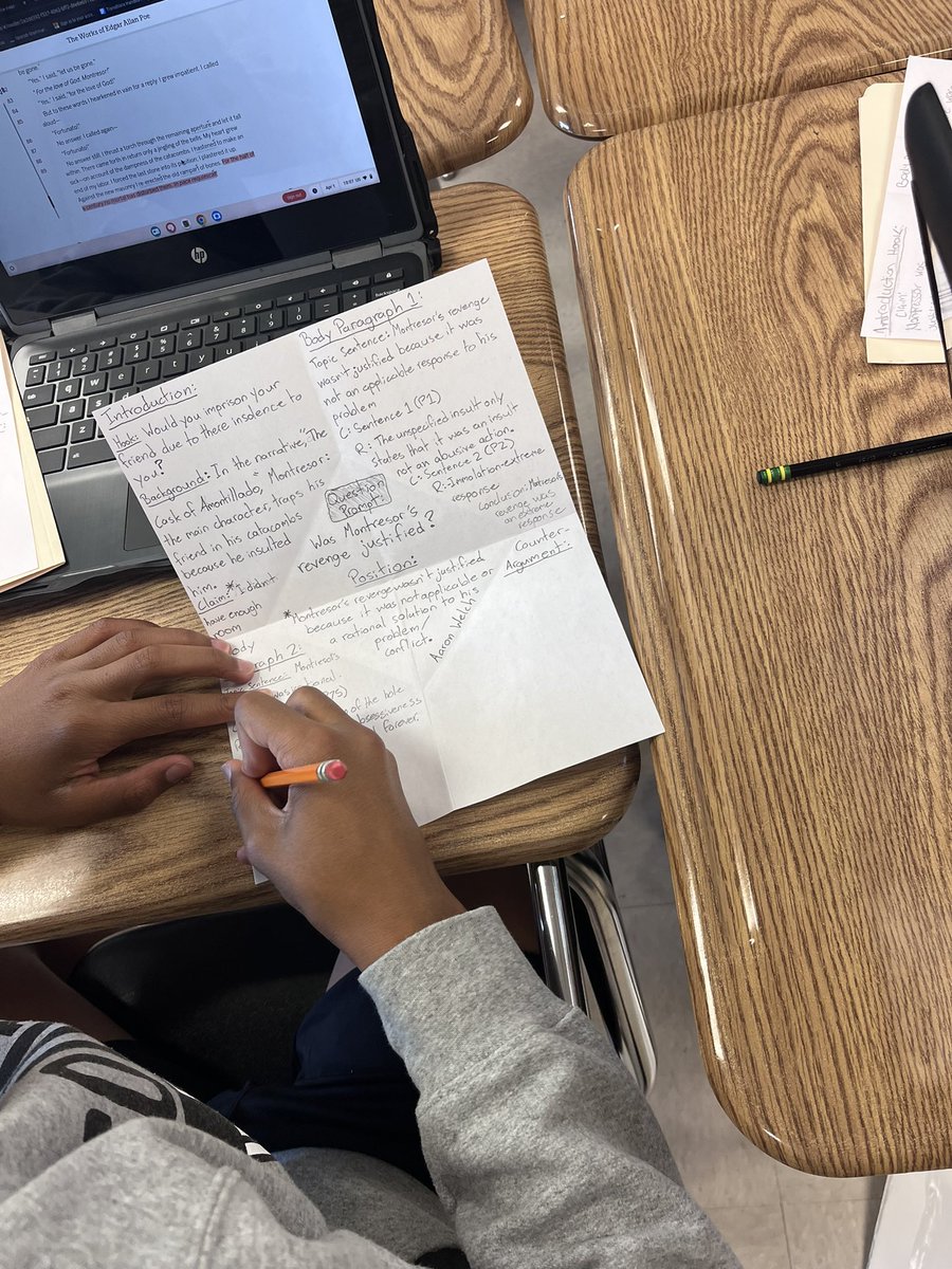 DrMacyJ's tweet image. Our 7th graders are mastering argumentative planning! From brainstorming claims to structuring counterarguments, they’re learning to think critically and support their ideas with evidence. #MiddleSchoolWriting #ArgumentativeSkills
