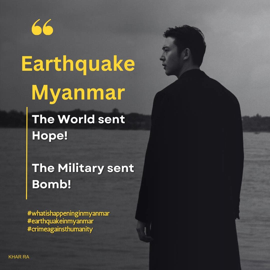 Julymoe54572948's tweet photo. #MyanmarEarthquakeCrisi 
The World Sent Hope!

The Military Sent Bomb! https://t.co/VHMpGhCvWW