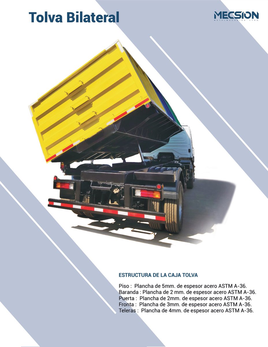Mecsion_spa's tweet photo. Tolva Bilateral Mecsion: resistencia y eficiencia en cada carga.

✔️ Descarga lateral en ambos sentidos para mayor versatilidad.
✔️ Estructura en acero ASTM A-36, máxima durabilidad.
✔️ Ideal para construcción, minería y agroindustria.

📩 ¡Cotiza ahora y optimiza tu operación! https://t.co/DvIkgXykM2