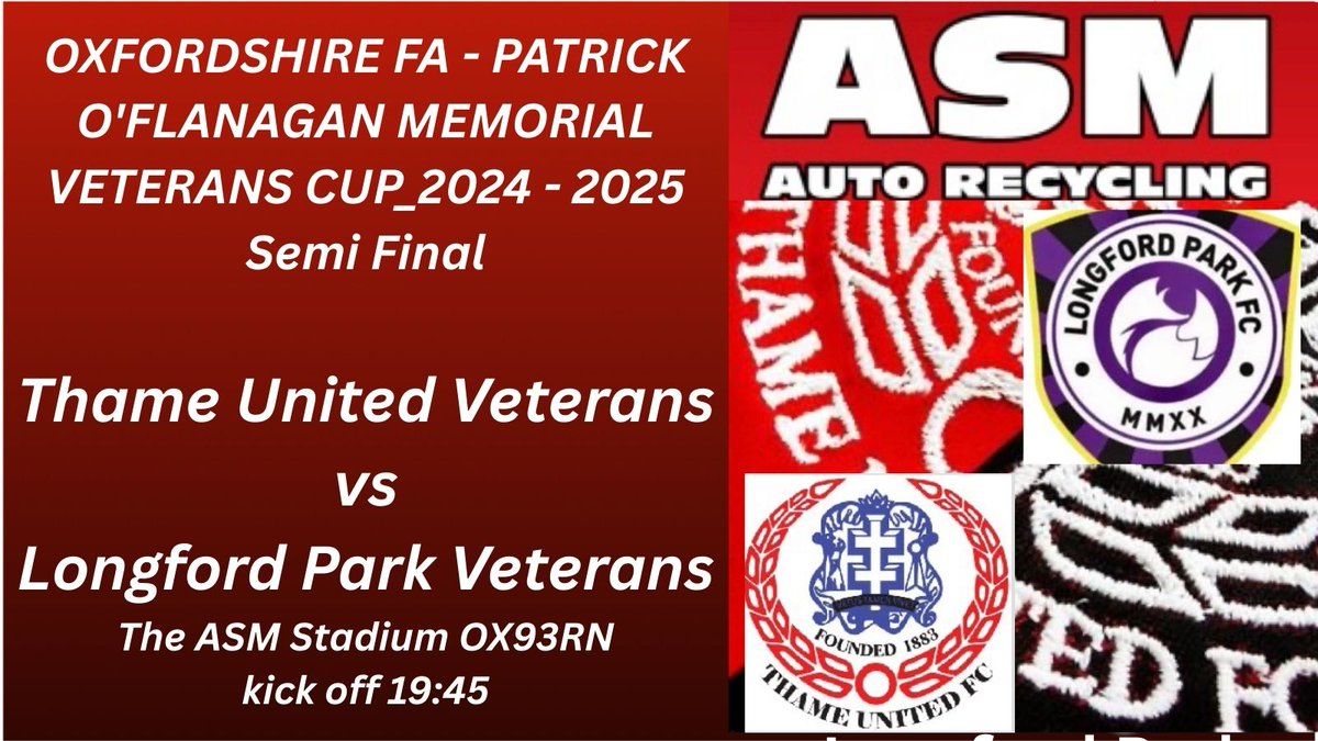 Need more of a midweek football fix, come on down to The ASM Stadium tonight, where Thame United Veterans are in cup semi final action against Longford Park Veterans.