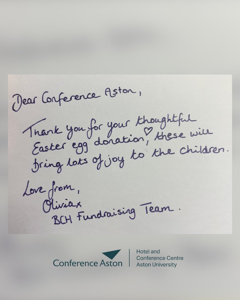 Over the past few weeks, our team has supported the amazing work at Birmingham Children’s Hospital. 🎁🐣

From our housekeeping team delivering gifts in costume to a generous Easter egg donation, we hope to spread smiles this season! 😊✨

 #Donations #Easter #ConferenceAston