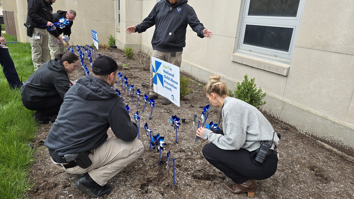 As part of National Child Abuse Awareness Month CARE House (Montgomery County’s Child Advocacy Center) detectives from the Dayton Police Department planted their annual pinwheel garden in front of the Safety Building.