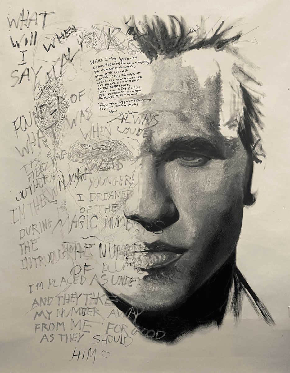 “When I was younger
I dreamed of the magic number,
The number of plunder,
Of all of the wonder.
Cataclysmic founder of
What was always louder.
It’s freezing out here
In the twilight,
What will I say during
The interrogation,
When I’m placed as under, and
They take my, number