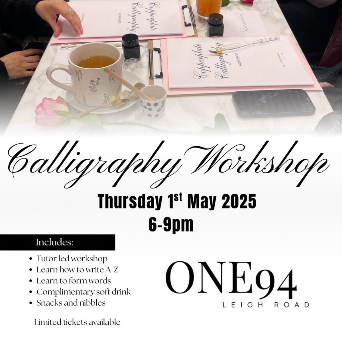 jasminnessaxo's tweet photo. New Sip &amp; Script date released ✍️🌹

Thursday 1st May
6-9pm
ONE94, Leigh Road

Limited spaces available! 

🎟️🎟️🎟️ https://t.co/ZHo2KNesop https://t.co/goy0iepOZa