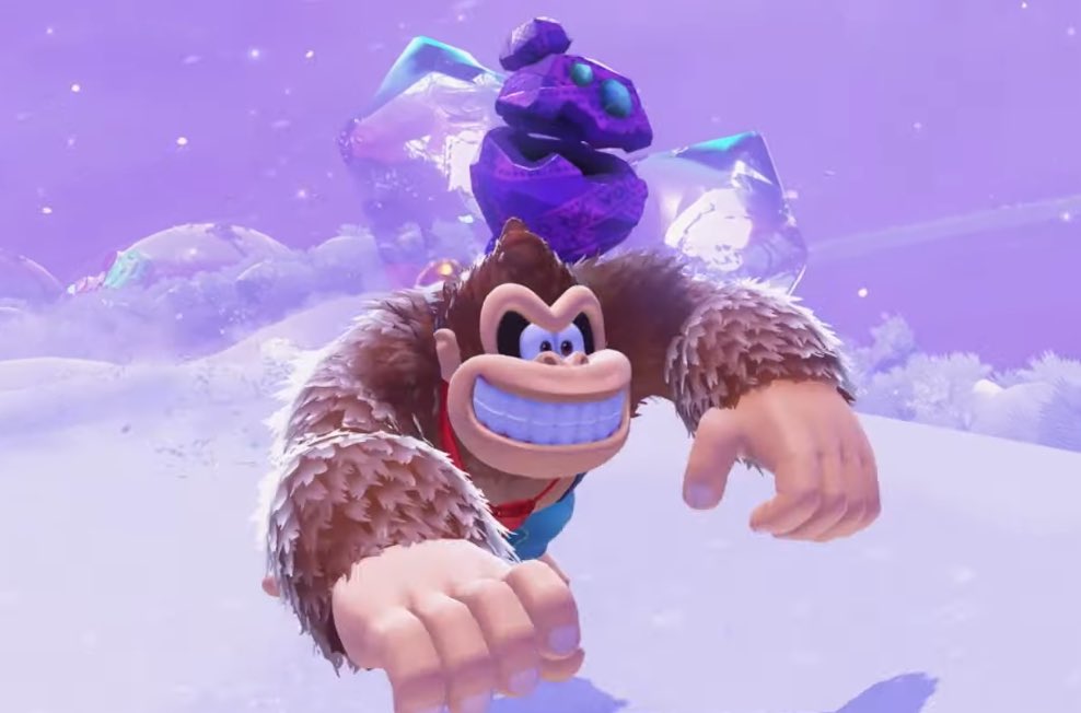BeigeCat9's tweet image. That shit eating grin sold me #NintendoDirect #NintendoSwitch2 #DonkeyKong #donkeykongbananza