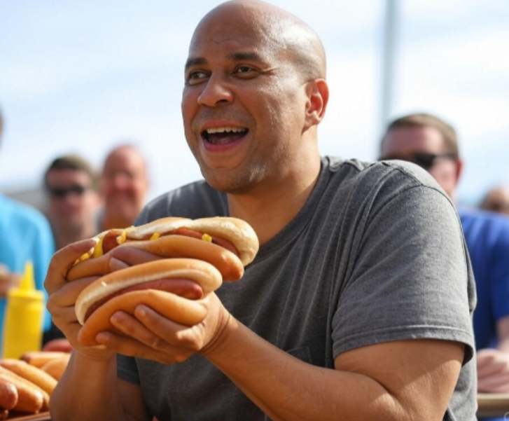 ThePretsky's tweet image. 🚨🚨🚨CORY BOOKER FINISHES 4TH IN HOT DOG EATING CONTEST🚨🚨🚨