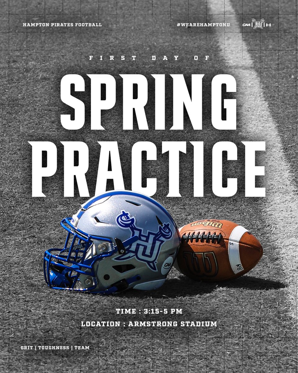 back to work 🏈

Spring practice kicks off today! Join us at Armstrong Stadium from 3:15-5 PM.

#WeAreHamptonU #RYFP #TheRealHU #DHTT