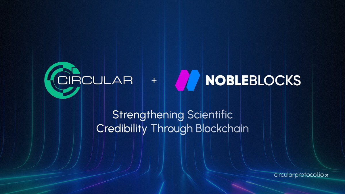 circularweb3's tweet image. 📢 Circular Protocol and @nobleblocks are partnering to strengthen scientific credibility through blockchain🔬

✅ Circular partners with NobleBlocks to bring unprecedented transparency and credibility to scientific publishing through decentralized verification.

As research…