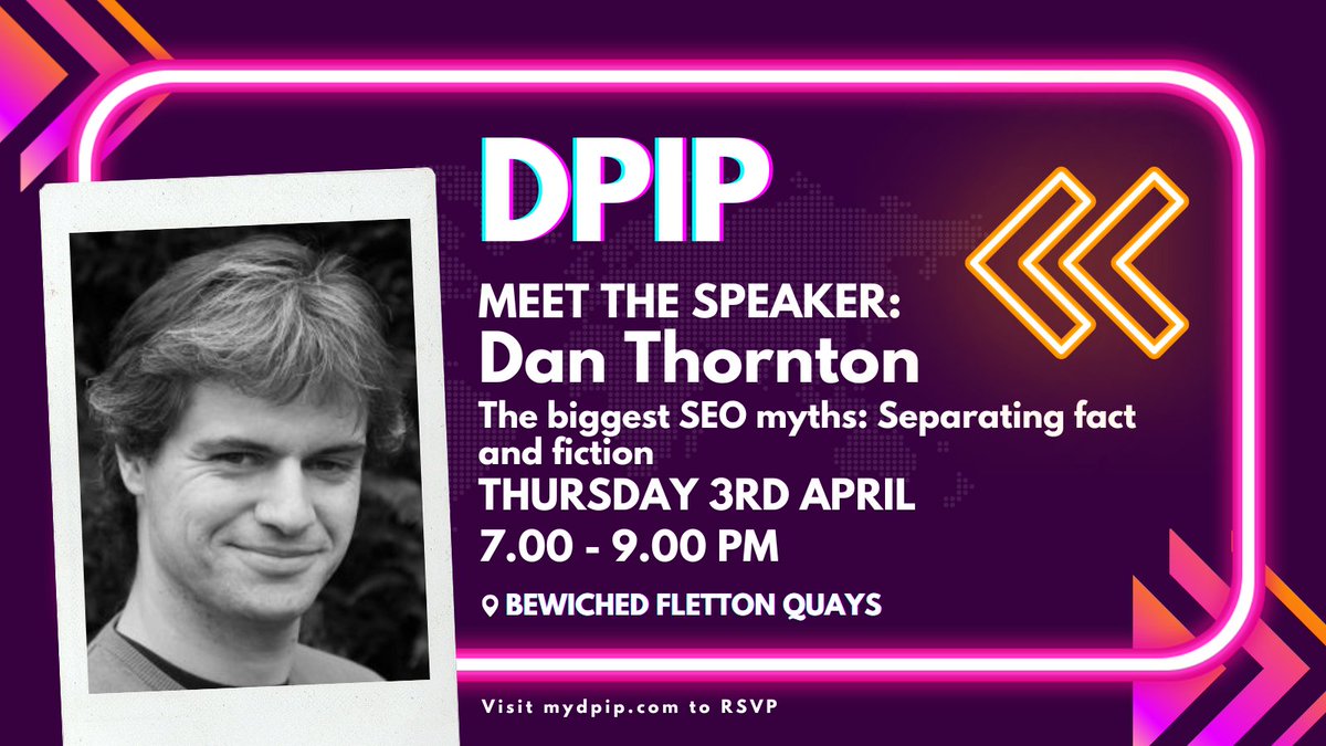Join us tomorrow, April 3rd, at <a href="/Bewichedcoffee/">Bewiched</a>  Fletton Quays for our monthly meetup.

This month we're thrilled to host DPiP Founder Dan Thornton, who will dispel 'The biggest SEO myths: Separating fact and fiction'.

meetup.com/digital-people…

We hope to see you there at 7pm!