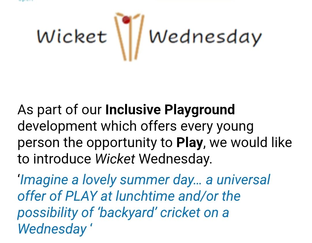 Welcome to Wicket Wednesday
Our aim is for all young people to access and Play Cricket during a Wednesday lunchtime across the city of Wolverhampton..simple approach..simple rules..schools taking ownership 
<a href="/ConnectEdPship/">ConnectEd</a> <a href="/PASSTEAM2/">PASS TEAM</a>
