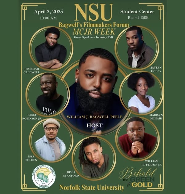Graduate Alumni William Bagwell, Photographer, Filmmaker-Producer, Director, Actor and more hosts during MCJR week.
nsu.edu/mcjr/mcjr-week
#nsu #nsugraduatestudies #norfolkstateuniversity