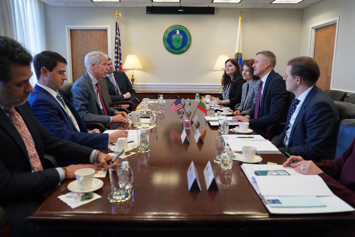 Had a productive meeting yesterday with <a href="/SecretaryWright/">Secretary Chris Wright</a>. We covered vital topics like nuclear energy, infrastructure protection, and LNG.Confident that these efforts will lead to strong results and a secure, prosperous future ahead! #EnergySecurity #Lithuania #US #NuclearEnergy