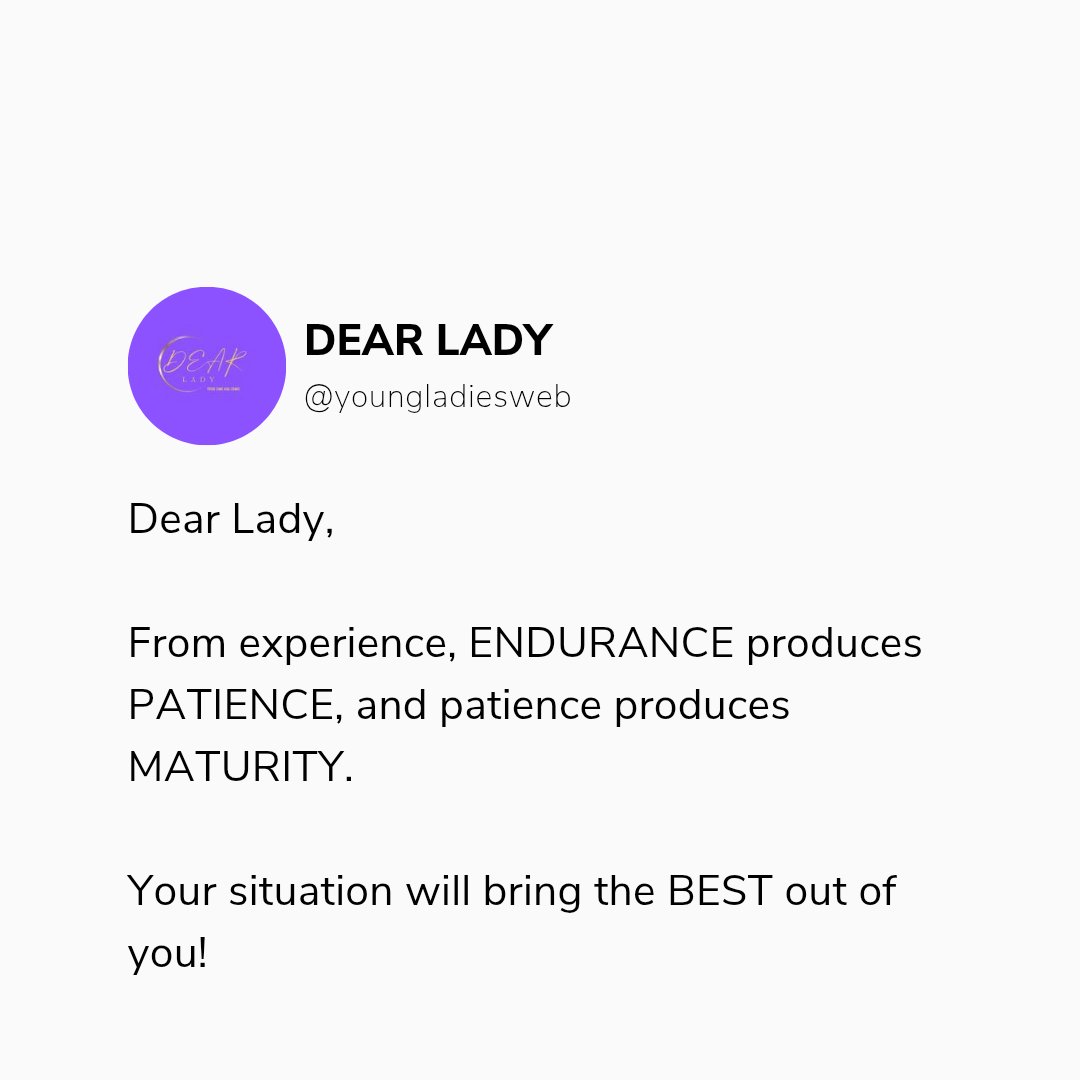 youngladiesweb's tweet photo. Trust the process 
#dearlady #Growth #trends https://t.co/RWKZXMqrS0