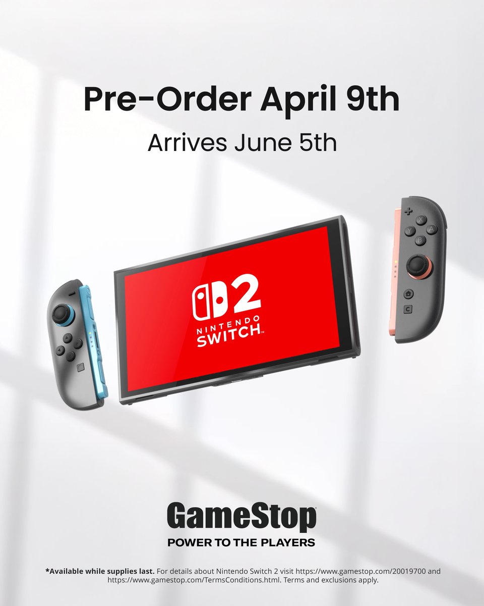The Nintendo Switch 2 starts at $449.99.  

Pre-orders start April 9th.