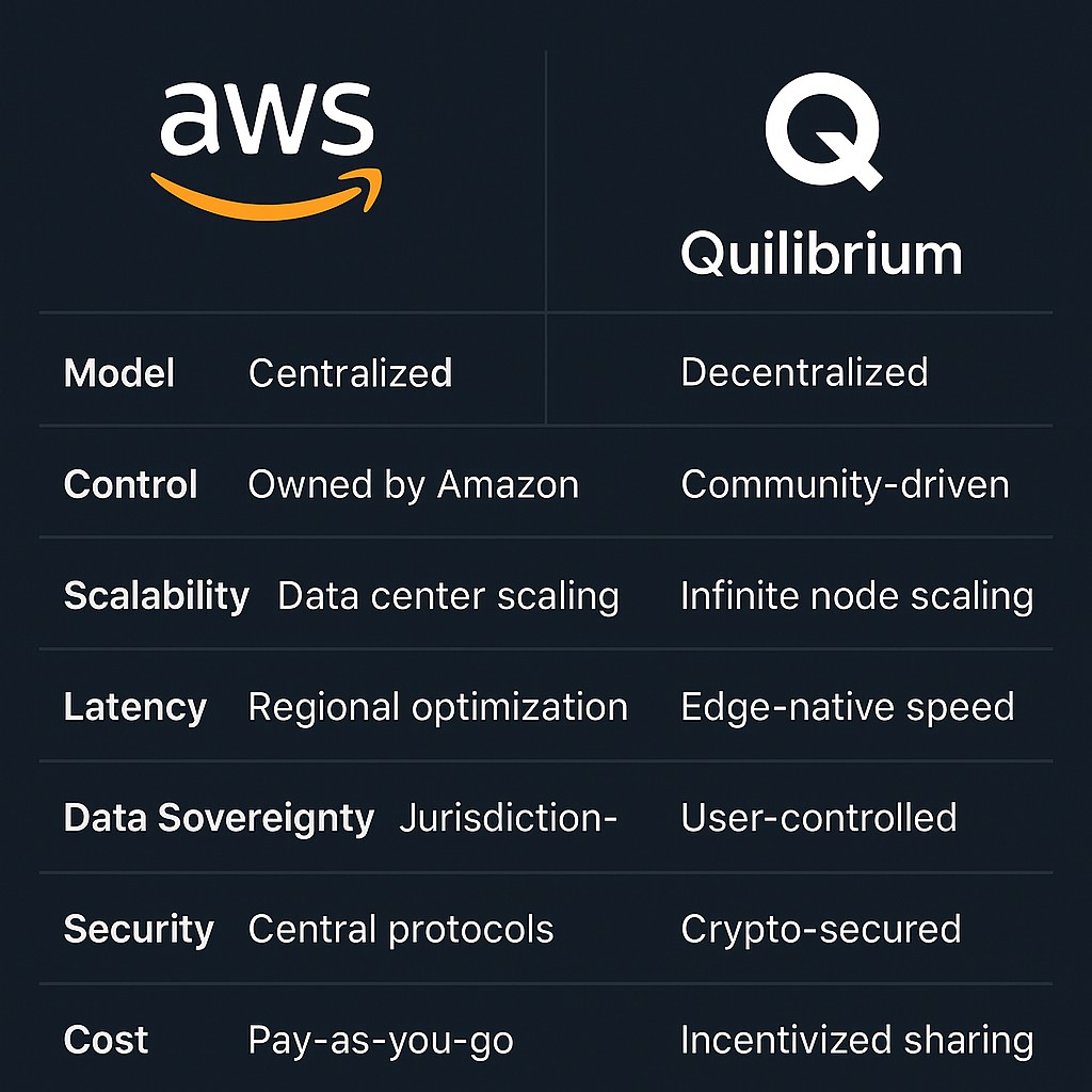 Lion's Share Group - Crypto (@lions_share_) on Twitter photo Amazon Web Services is a $1T giant. But it’s centralized, expensive, and ripe for disruption.
Enter <a href="/QuilibriumInc/">Quilibrium</a> the decentralized, ultra-scalable alternative.
🔸️Faster than <a href="/awscloud/">Amazon Web Services</a>
🔸️Permissionless
🔸️Edge-native
🔸️Backed by real cryptography & incentives
Web3 Amazon Web Services is a $1T giant. But it’s centralized, expensive, and ripe for disruption.
Enter <a href="/QuilibriumInc/">Quilibrium</a> the decentralized, ultra-scalable alternative.
🔸️Faster than <a href="/awscloud/">Amazon Web Services</a>
🔸️Permissionless
🔸️Edge-native
🔸️Backed by real cryptography & incentives
Web3