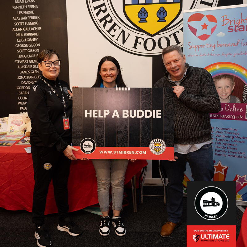 saintmirrenfc's tweet photo. 🌟 @brighteststar_1 were the latest recipients of Help a Buddie tickets as they attended Saturday's 5-1 win over Kilmarnock at The SMiSA Stadium.

The local charity was chosen by members of the @Club1877 committee who donated 15 tickets.