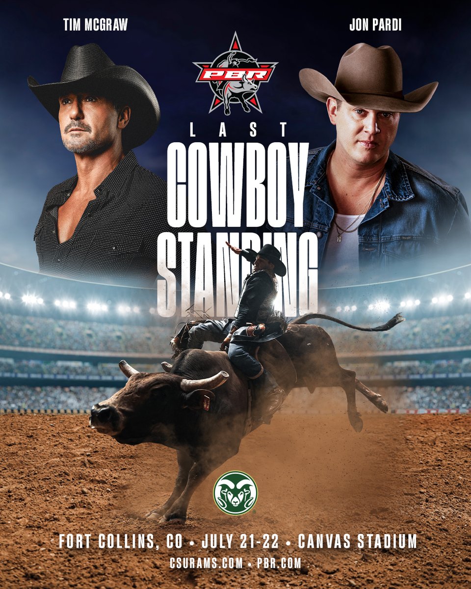 Colorado State Rams ๐ (@csurams) on Twitter photo ๐๐ก๐ ๐๐๐ฌ๐ญ ๐จ๐ ๐ญ๐ก๐ ๐๐๐ฌ๐ญ is coming to Canvas Stadium! ๐ฅ
Tim McGraw & Jon Pardi headline concerts following two nights of exhilarating bull riding action July 21 & 22 ๐ฅ
Tickets on Sale April 16 ๐๏ธ
Learn More ยป csura.ms/PBRBestoftheWeโฆ
#CSURams x <a href="/PBR/">PBR</a> ๐๐ก๐ ๐๐๐ฌ๐ญ ๐จ๐ ๐ญ๐ก๐ ๐๐๐ฌ๐ญ is coming to Canvas Stadium! ๐ฅ
Tim McGraw & Jon Pardi headline concerts following two nights of exhilarating bull riding action July 21 & 22 ๐ฅ
Tickets on Sale April 16 ๐๏ธ
Learn More ยป csura.ms/PBRBestoftheWeโฆ
#CSURams x <a href="/PBR/">PBR</a>