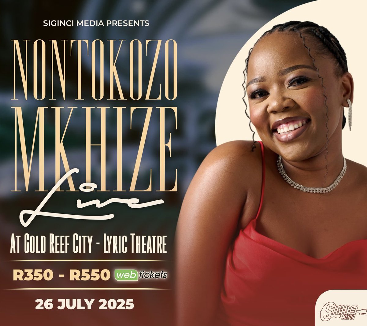 NontokozoMkhiz9's tweet image. Yup! 🤭❤️ 
🚨JOHANNESBURG🚨 a Nontokozo Mkhize Live Concert at Gold Reef City - Lyric Theatre 🔥🙌🏽 26 JULY 2025 🥳❤️ 

Tickets are now available at Webticket/ Pick n Pay/ Boxer