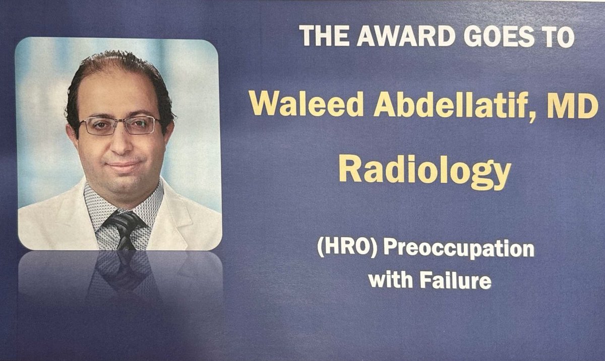 EmergRad's tweet image. 🥇 Excited and proud to receive “The Humble Award- High Reliability Organziation: Preoccupation with failure” during @Parkland Doctor’s Day 2025 celebration 👨⚕️
@UTSWMedCenter @UTSW_Radiology @ERadSociety #Erad #Radiology #CPHQ #HRO