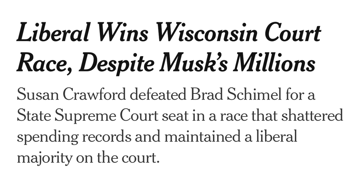 amyklobuchar's tweet image. Cheesehead: $25

2 giant checks: $2 million

Trying to buy a WI Supreme Court seat: $20 million

Watching Elon Musk lose: priceless