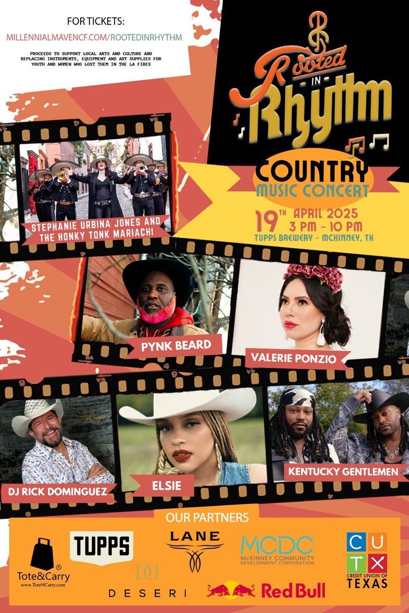 Introducing #millennialmaven’s #RootedInRhythm, a celebration of emerging country music artists of color. April 19 at Tupps Brewery, McKinney, TX. 🎸

Be part of history—tickets are live now! 
🎟️👉🏾millennialmavencf.com/rootedinrhythm
