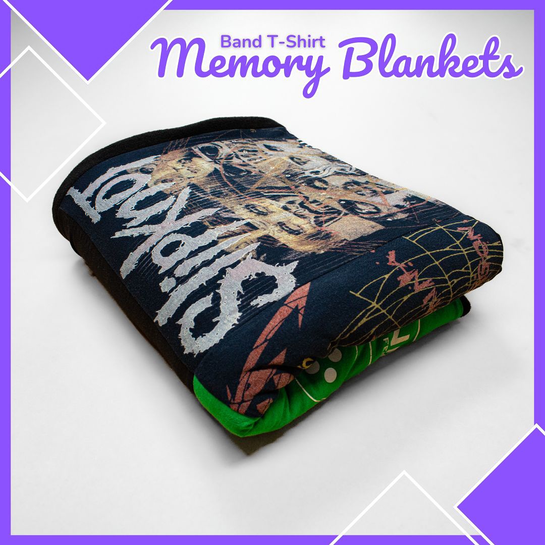 TooManyT_Shirts's tweet photo. What to do with your old band tees?💜

Collected shirts from festivals and gigs over the years? Why not transform them into a memory blanket—just like this customer did with a metal-themed blanket.🤘🎸
#bandtshirt #gig #slipknot #tshirtblanket #blanket #metal #download #music https://t.co/YfapBgeD8B