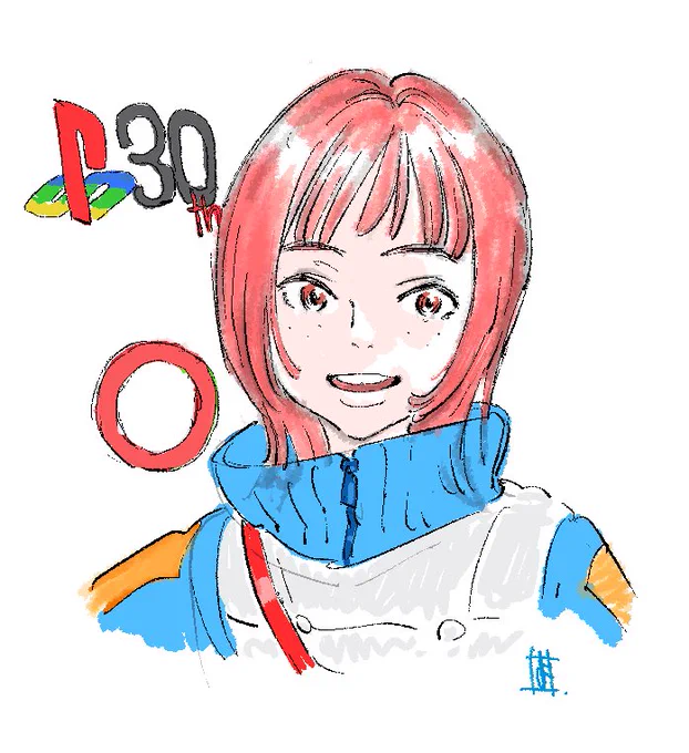 似てないけどプレステ30週年CMのマルを西野七瀬風に描いてみた。イメージなので突っ込まないで。 