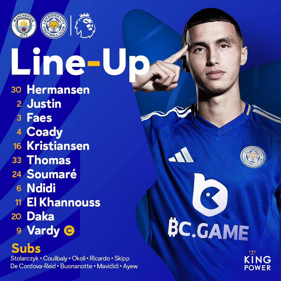 LCFC's tweet photo. Your Leicester City squad 🔵

#MCILEI https://t.co/EwWwKxkDXy