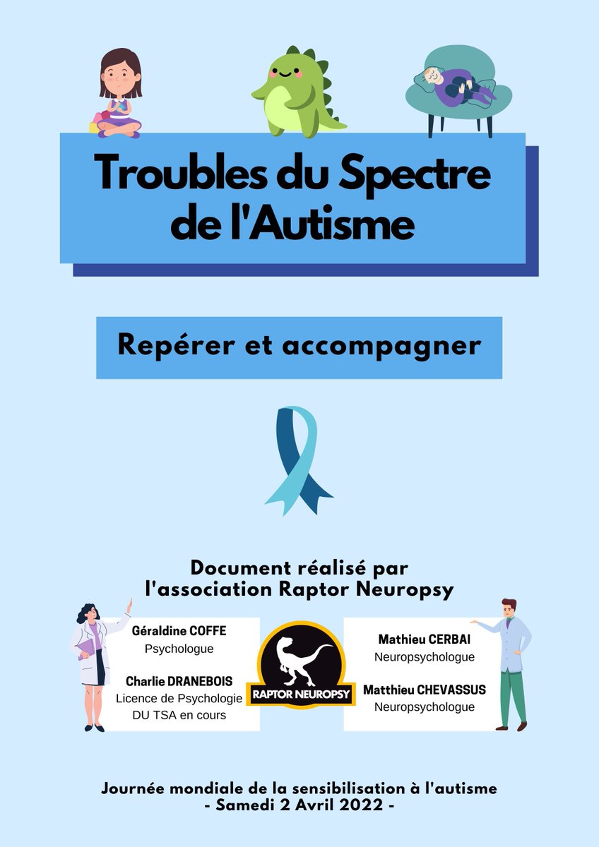 En cette journée mondiale de la sensibilisation à l’Autisme, on vous repartage notre livret sur le sujet ! 

Bonne lecture ! 🦕

raptorneuropsy.com/troubles-du-ne…