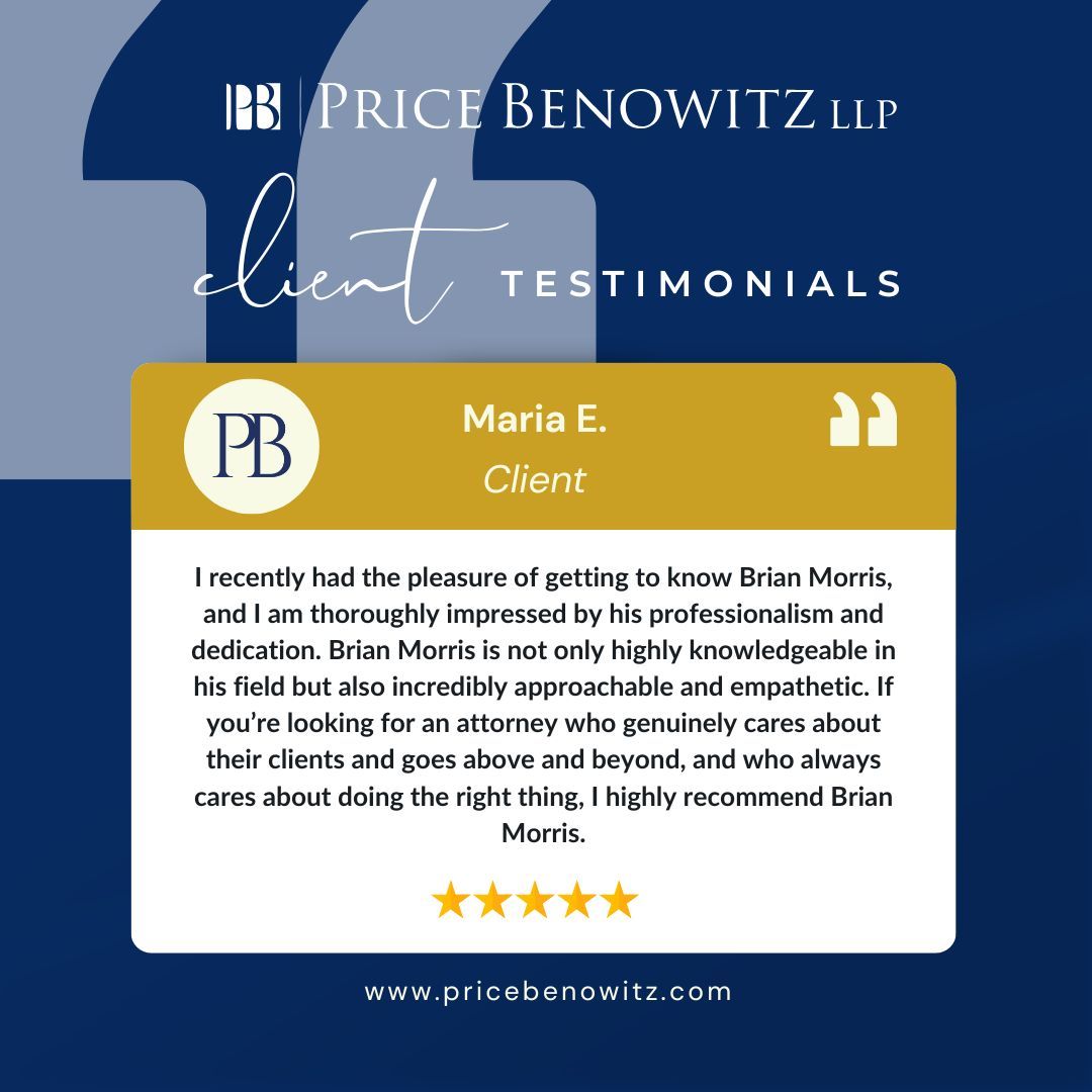 PriceBenowitz's tweet image. 🌟 Highlight of the Week! 🌟

We&apos;re honoring Brian Morris for his exceptional professionalism and dedication in achieving top outcomes for his clients! ⚖️

Need legal advice? Contact our expert team at 202-444-4444 today!

#LegalExcellence #ClientFocus #PriceBenowitz