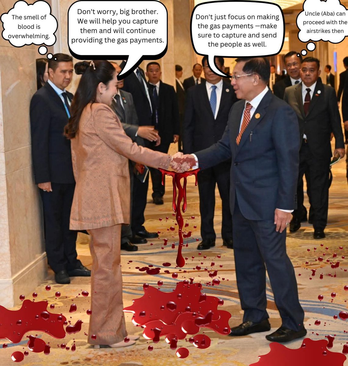 N_LINN123's tweet photo. #BIMSTEC 
Hello Ms. @is_Syrria .
You're made the huge mistake.
You will be regreted due to your wrong doing soon.
Bloody hands shake only to bloody hands.
#AirbomberMyanmar
#MinAungHlaing 
#MilitaryJuntaMyanmar 
#PaetongtarnShinawatra https://t.co/0MoVU7EPx5