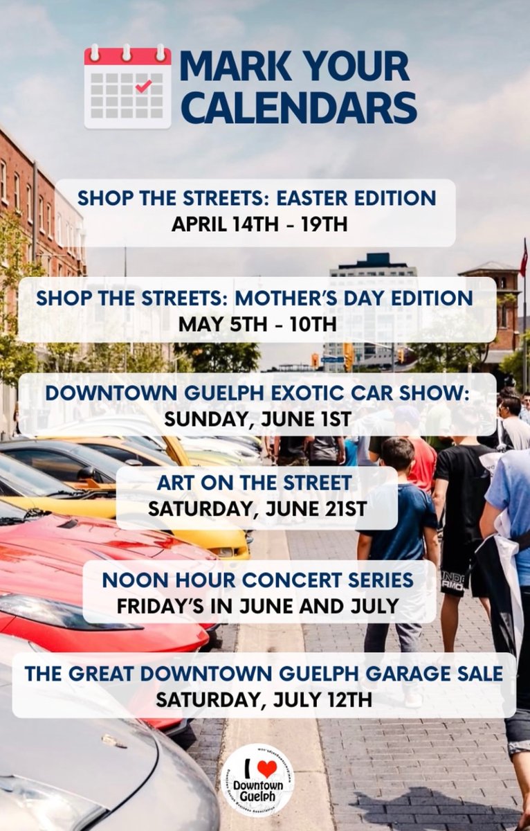 This is your Spring &amp; Summer lineup for 2025 in Downtown Guelph! As the weather gets warmer, we have a great lineup to look forward to. 

Stay tuned to this page as we release more details for each event 🌸