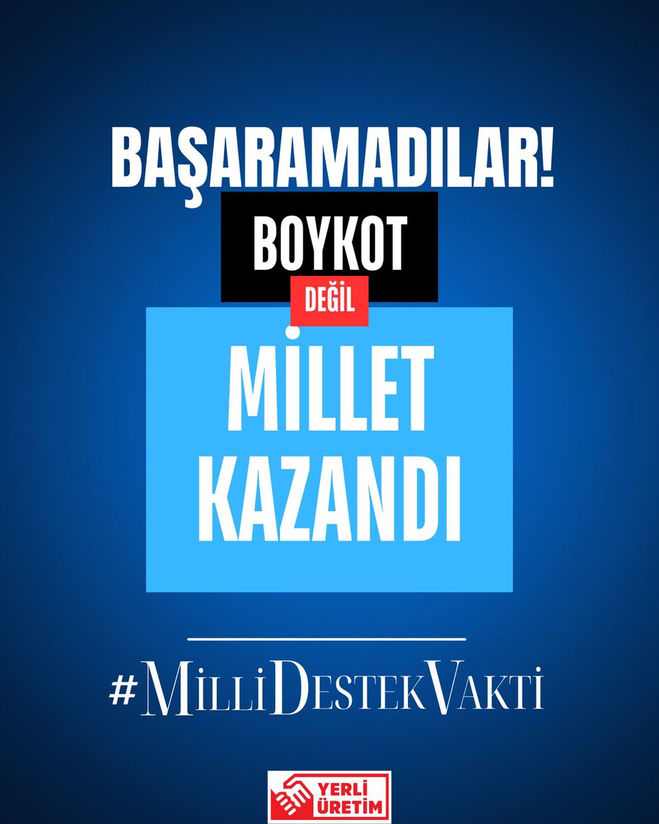 mcaglayan9's tweet photo. Başaramadılar Boykot değil, Millet kazandı.

#MilliDestekVakti https://t.co/w9dNpSFRmM