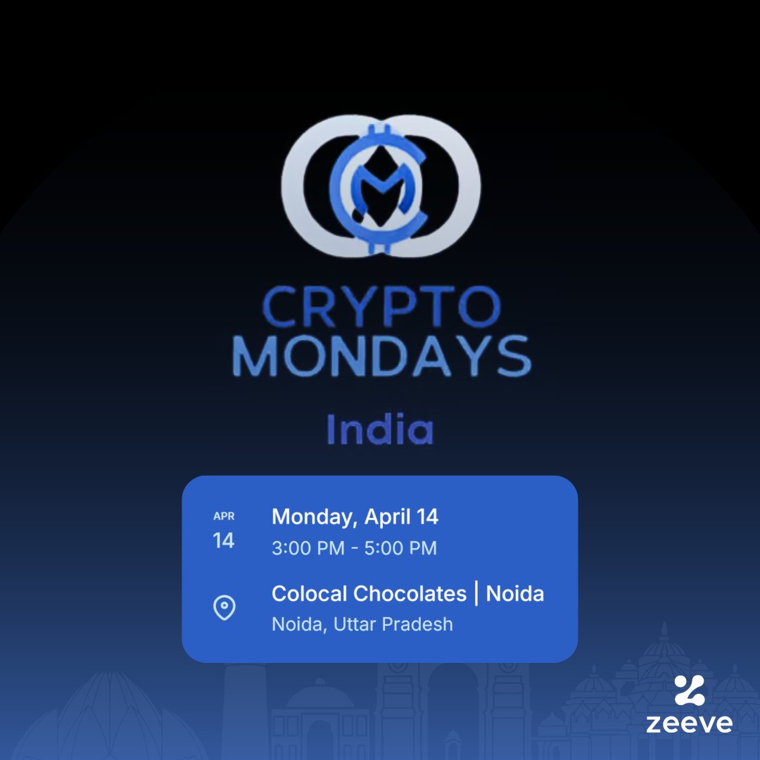 Delhi, get ready for @Crypt0Mondays! 🇮🇳☕ Zeeve is excited to support the  first-ever Crypto Mondays in India! Join us for a casual meetup to connect  with fellow blockchain enthusiasts, builders, and innovators.