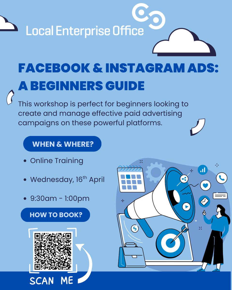 📢 Join Us for "Facebook and Instagram Ads: A Beginner's Guide"! 📢

Venue: Online
Date: Wednesday, 16th April 2025
Time: 9:30 AM - 1:00 PM
Category: Business Training

🔗 Book Your Space today: localenterprise.ie/Meath/Training…