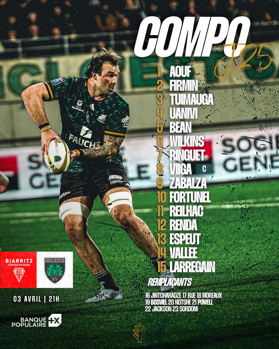 UsmSapiacRugby's tweet photo. 𝐋𝐀 𝐂𝐎𝐌𝐏𝐎' ♟️

Découvrez la Compo' de nos 𝙑𝙚𝙧𝙩 &amp; 𝙉𝙤𝙞𝙧 pour le déplacement en terre Basque 🟢⚪️ !

Votre Allez Sapiac #25 est en ligne!
https://t.co/jnHviWQSNp

#AllezSapiac #GreenArmy #BOPBUSM https://t.co/zBuGvIMahv